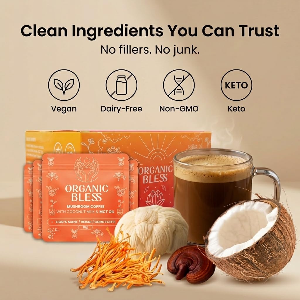 Organic Bless Mushroom Coffee Powder 3.52 Ounces