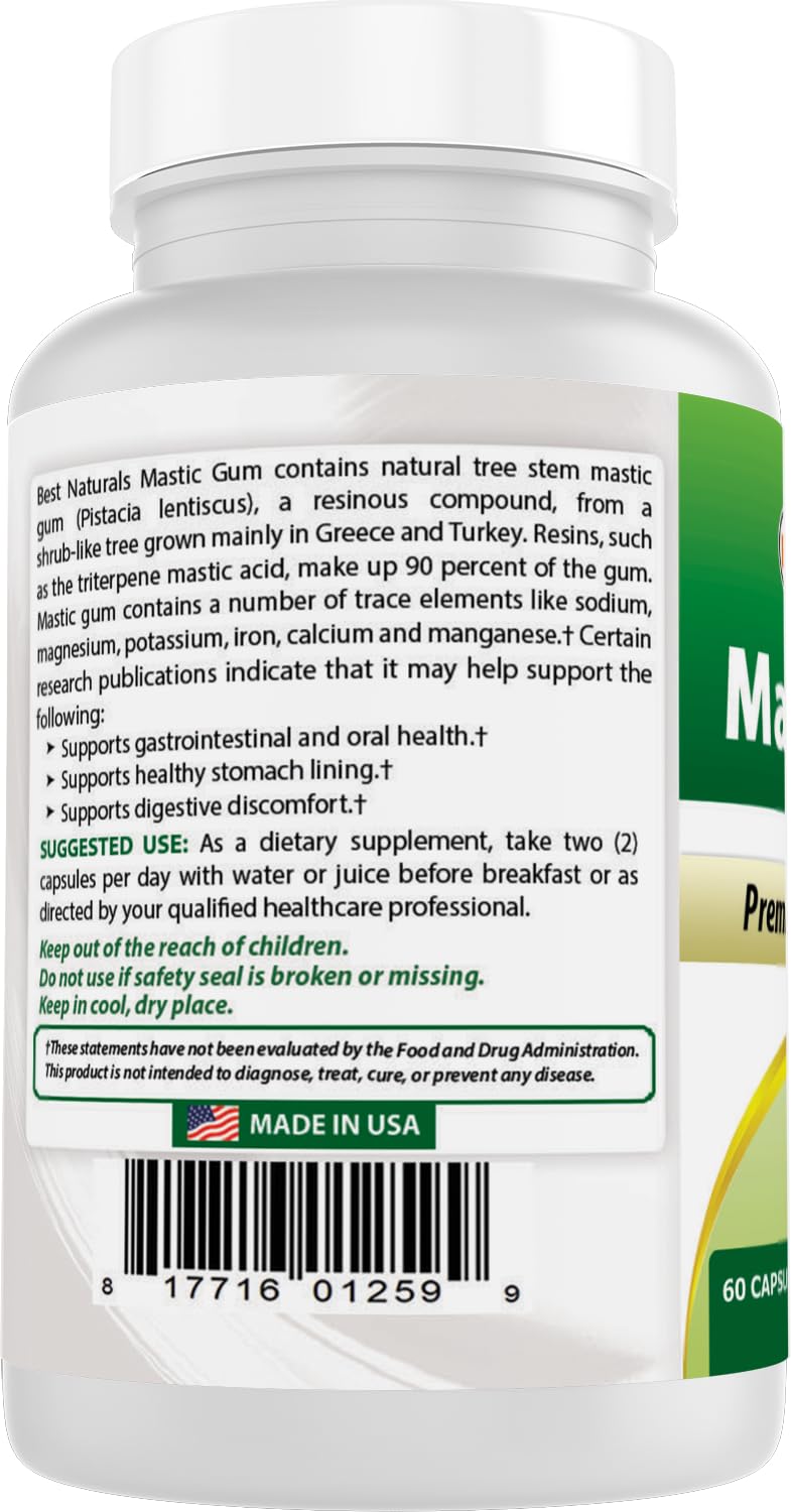 Best Naturals Mastic Gum 500 mg Capsules, 120 Count