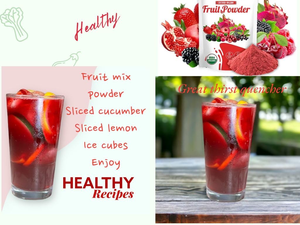 YMC Wellness Organic Superfood Fruit Powder Smoothie & Juice Mix 7.37 oz