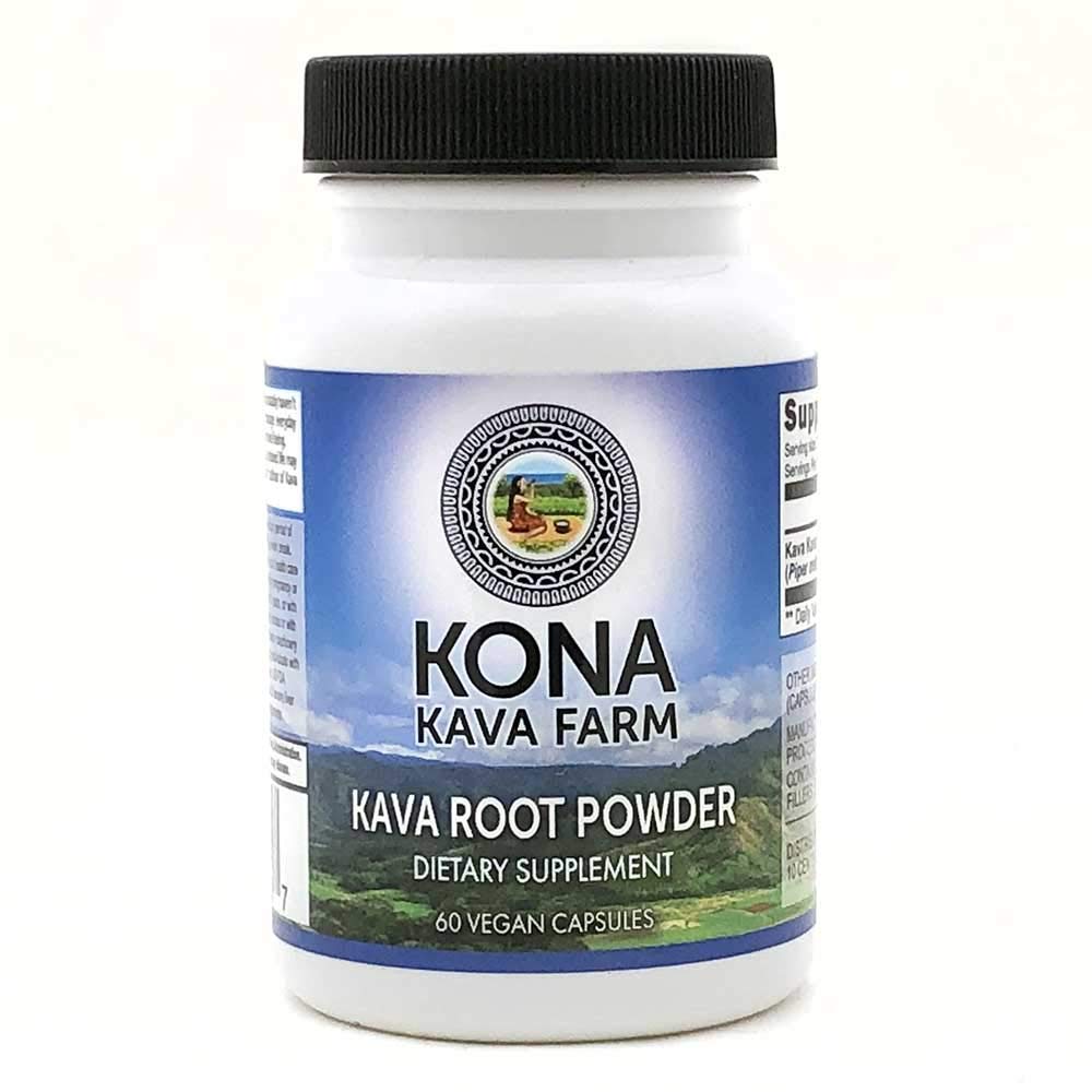 Kona Kava Farms Kava Root Extract Powder 10% Kavalactone Capsules 60 Count