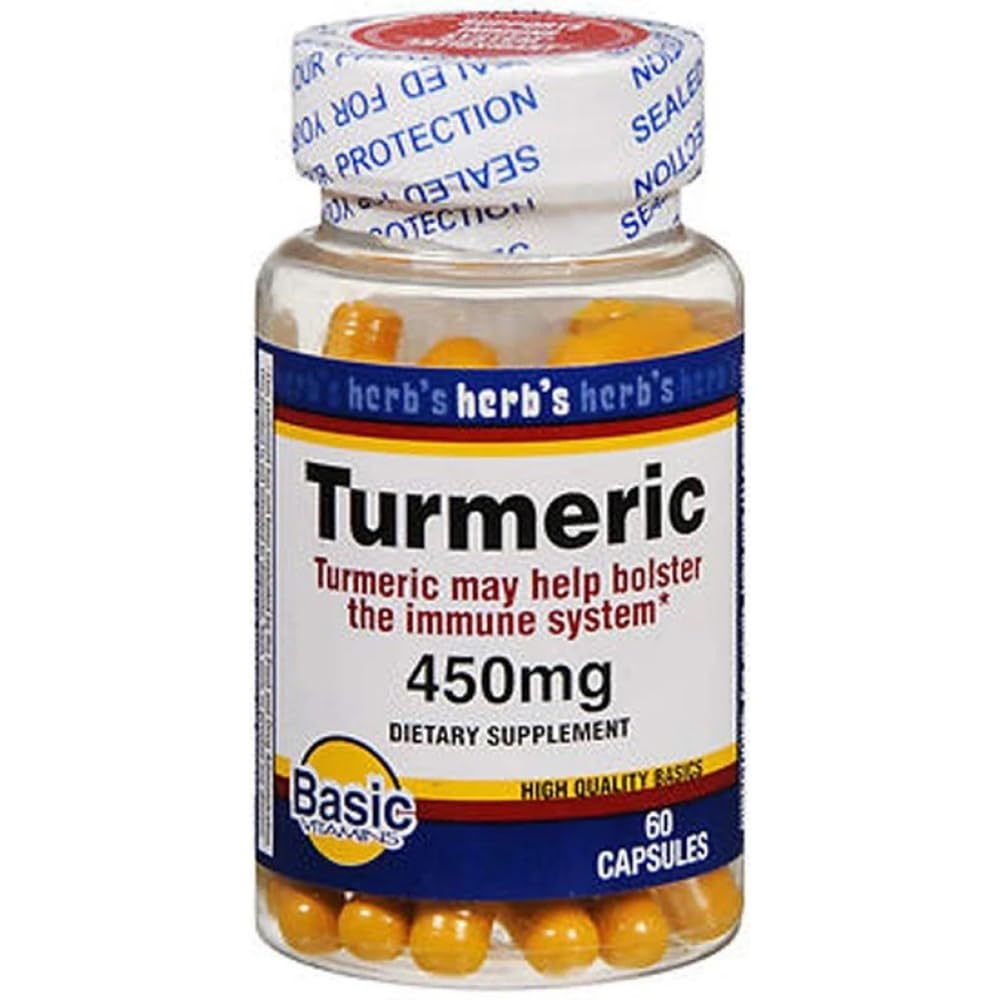 Basic Turmeric 450 mg Capsules, 120 Count