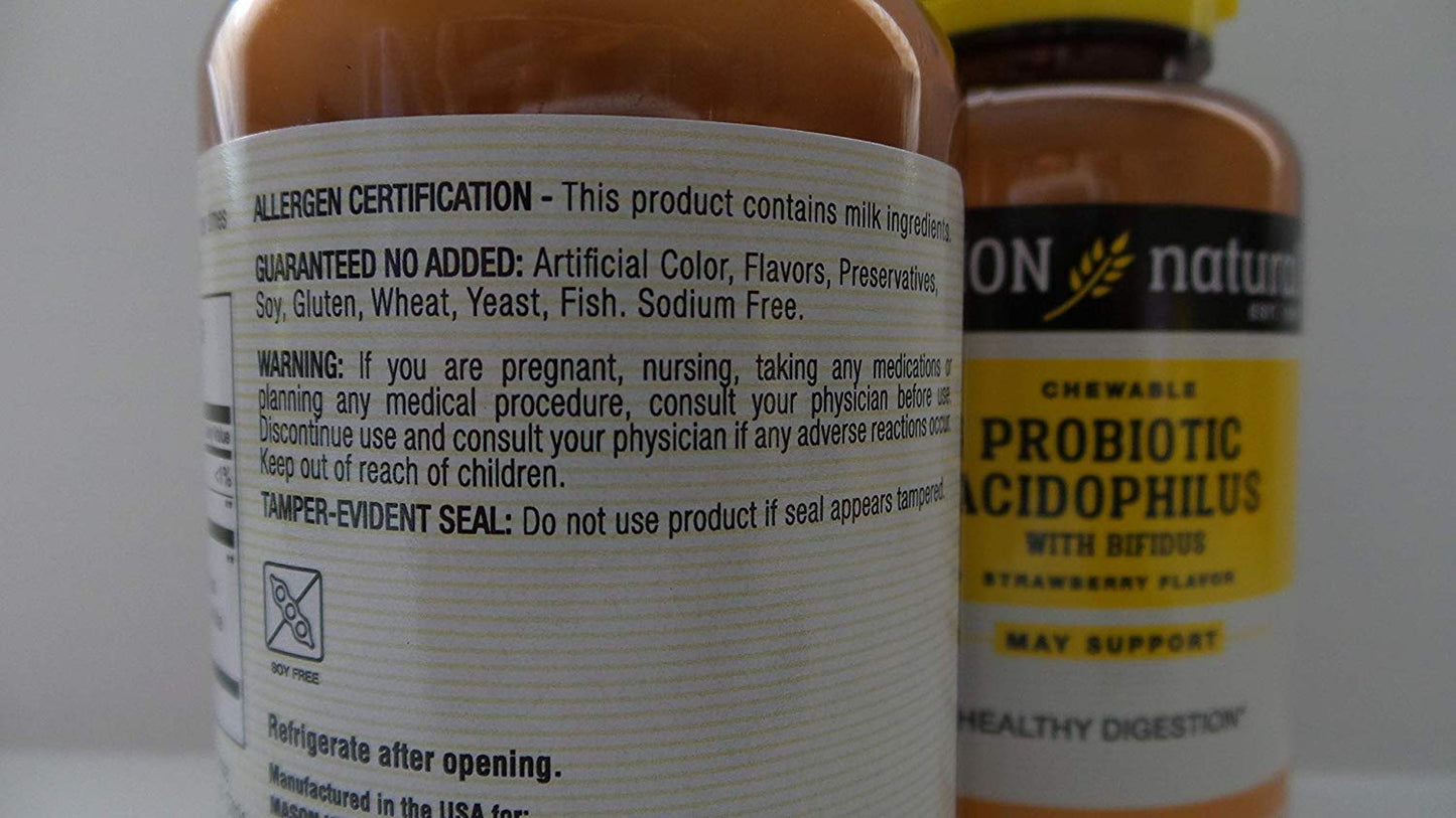 MASON NATURAL Acidophilus with Bifidus Wafers Strawberry Chewable 200 Count