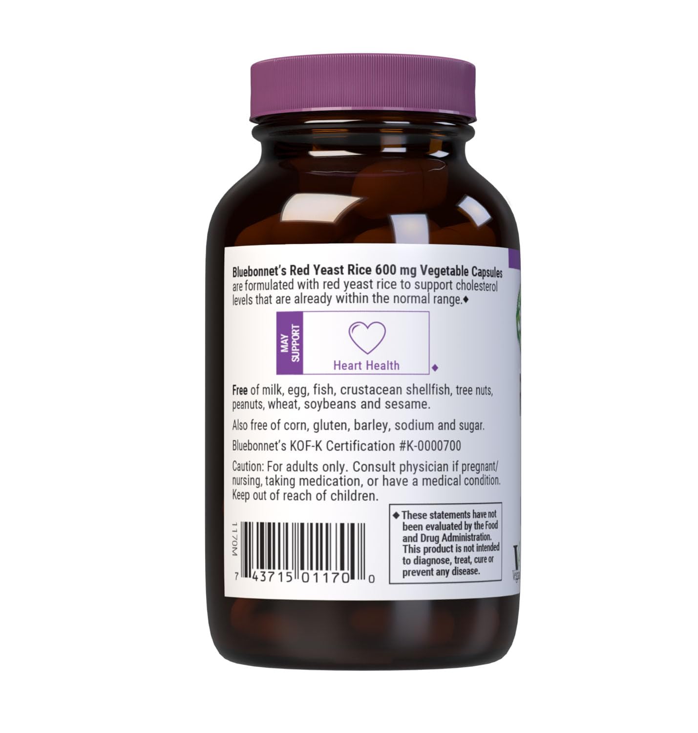 BlueBonnet Red Yeast Rice 600 mg Capsules, 30 Count
