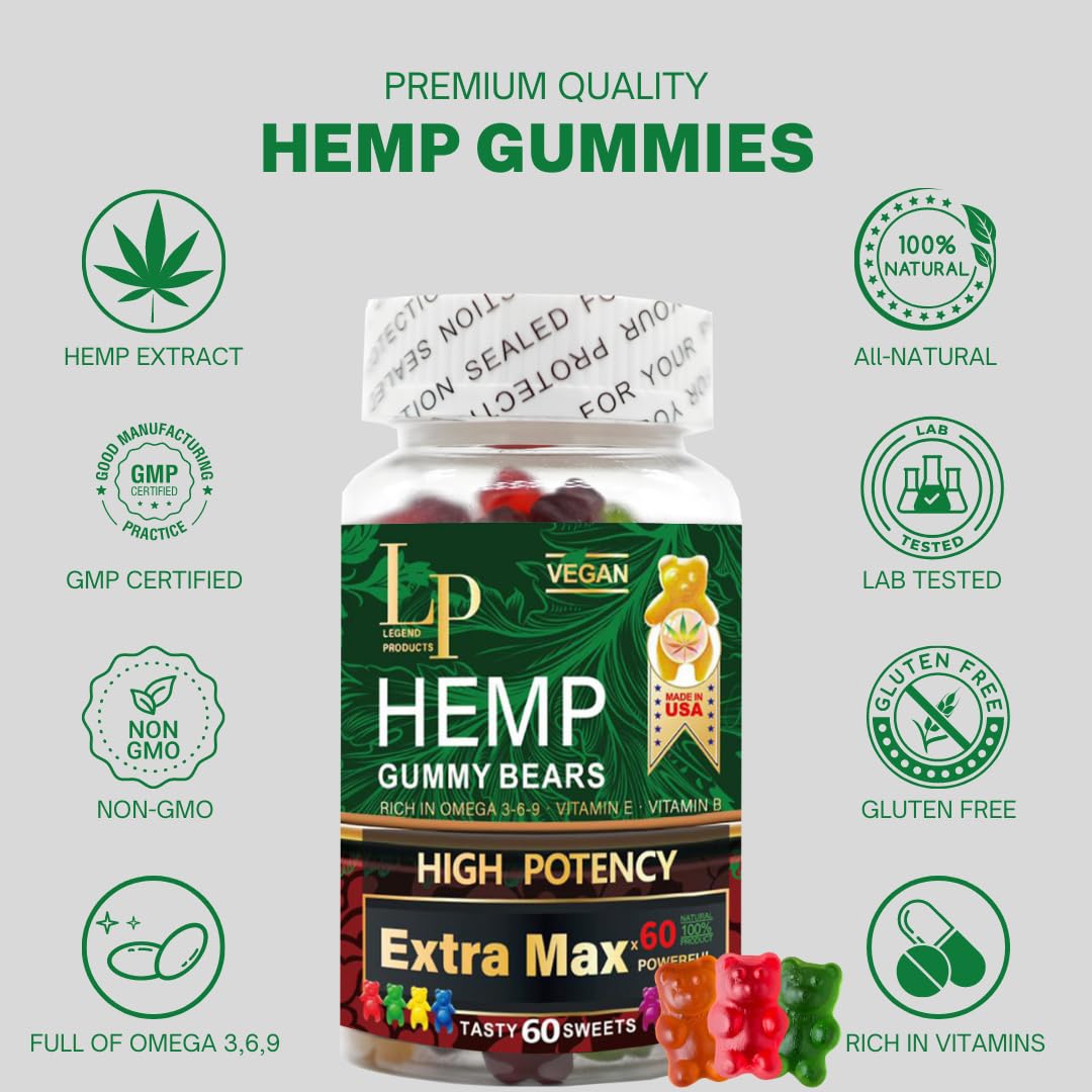 Legend Products High Potency Hemp Gummies for Restful Sleep, Calm, Inflammation, Pain Gummy 1 Count