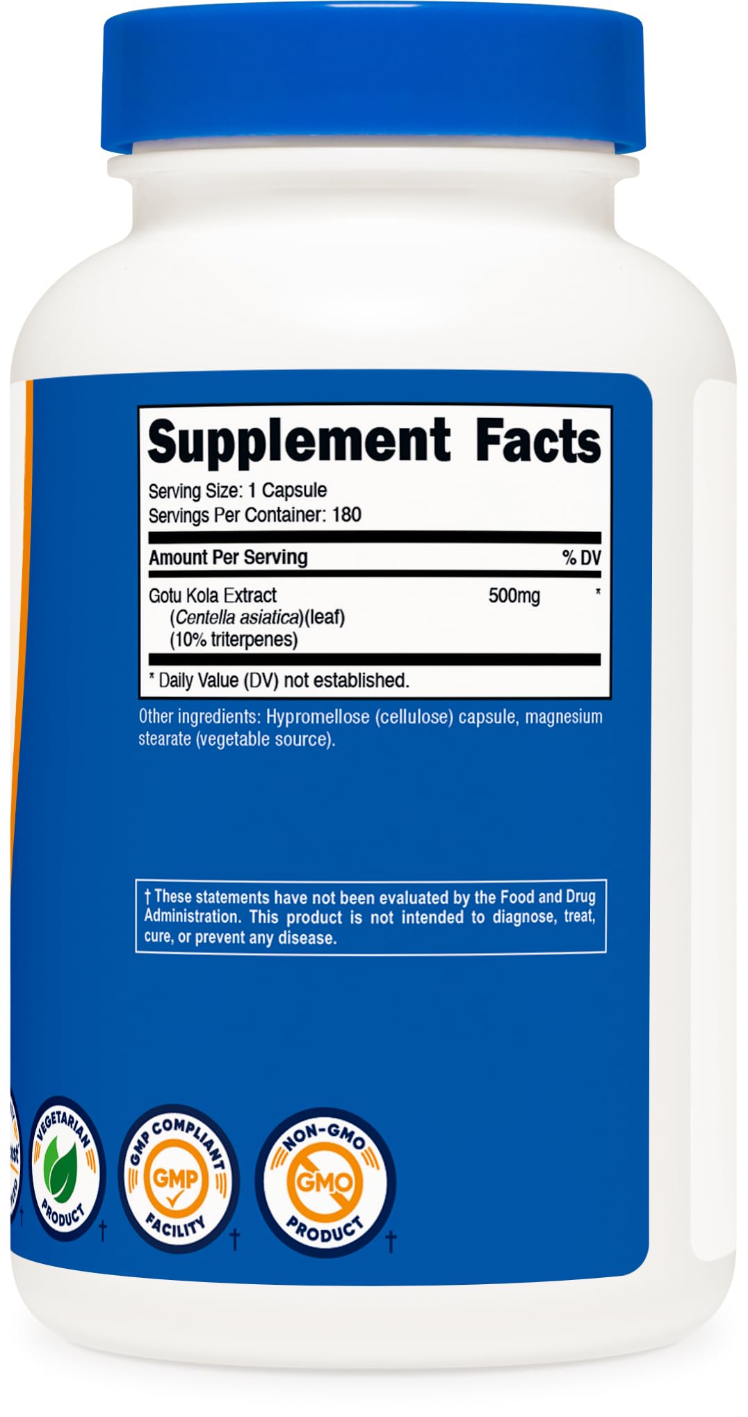 Nutricost Gotu Kola 500mg Capsules, 180 Count