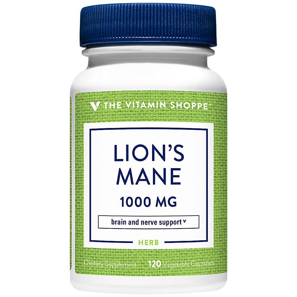 The Vitamin Shoppe Organic Lion’s Mane Mushroom 1000 MG Vegetarian Capsules 120 Capsules