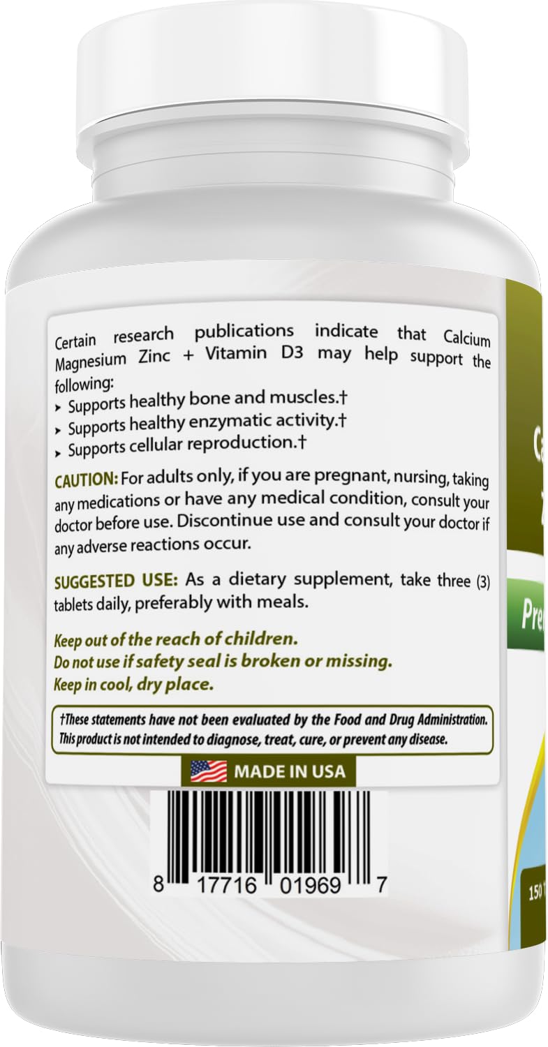 Best Naturals Calcium Magnesium Zinc with Vitamin D3, 150 Tablets