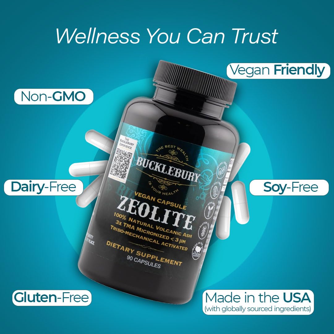 BUCKLEBURY Micronized Zeolite Capsules, Mineral Zeolite Detox for Adults, Supports Immune System, Metabolism & Digestive Health, Advanced Formula for Men & Women, 90 Vegan Capsules