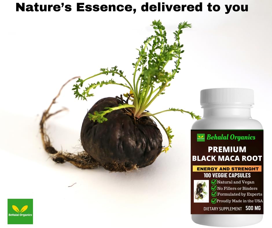 Behalal Organics Black Maca Root Quick Release Capsules, 100 Capsules