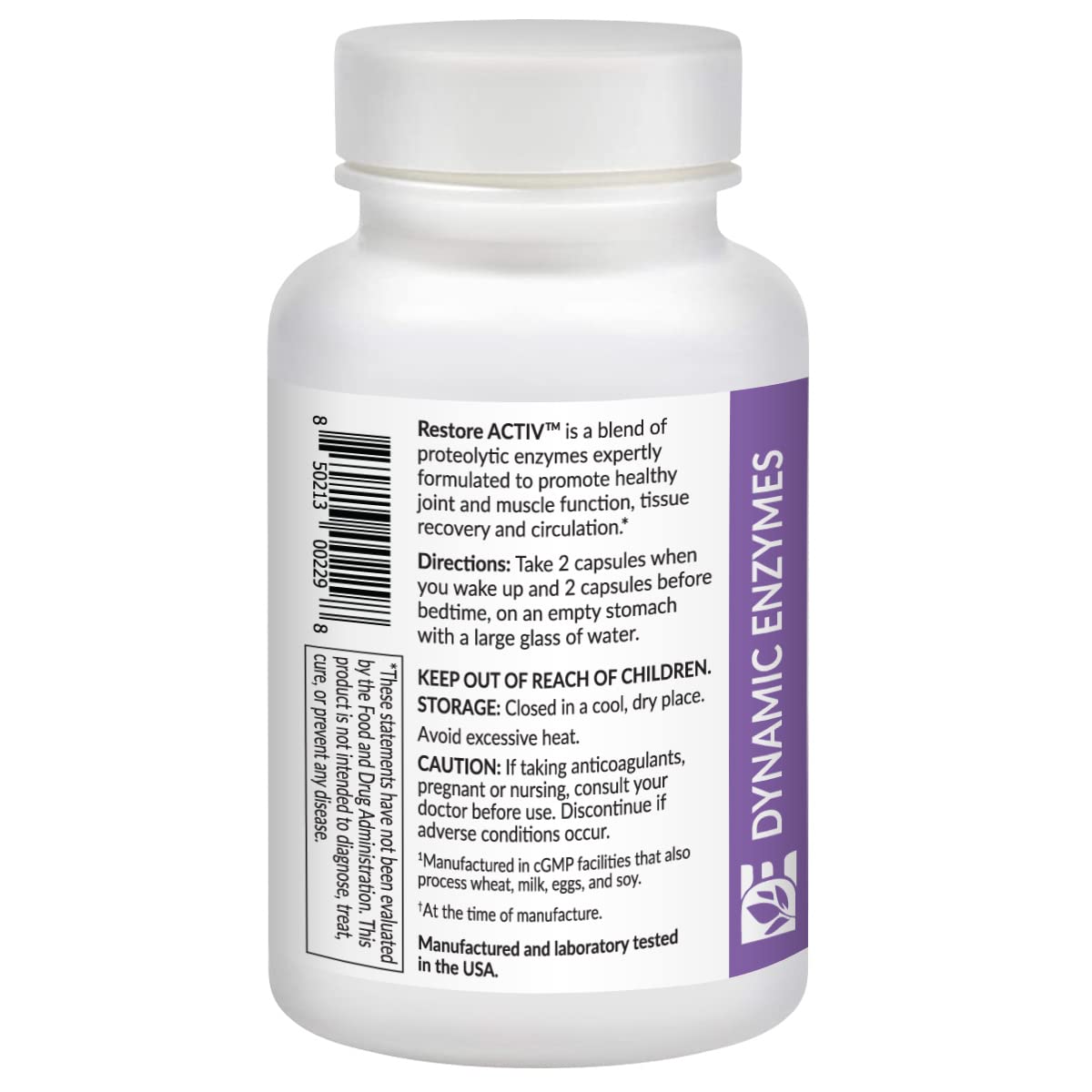 Dynamic Enzymes Restore ACTIV Systemic Enzymes with Serrapeptase 90,000 SPU & Nattokinase 400 FU – Protease Blend for Muscle, Joint & Tissue Support – Capsules, 90 Count