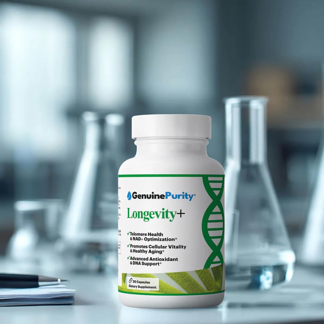 GenuinePurity Longevity+ 5-in-1 Cellular Wellness Formula with NMN, Cycloastragenol, CoQ10, Resveratrol & Selenium Capsule, 60 Capsules