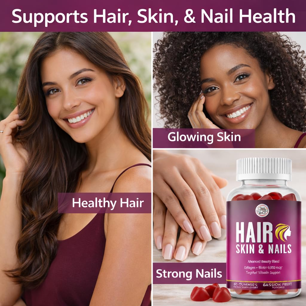 Grab The Gold Hair Skin & Nails Vitamins for Women Gummies 60 Count