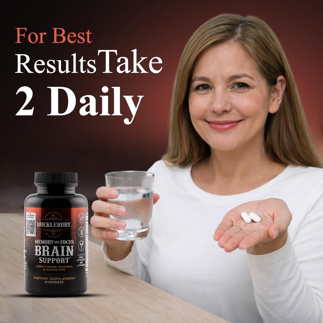 BUCKLEBURY Brain and Memory Nootropic Capsules with Bacopa & Alpha GPC, Cognitive Support & Focus, Vegan, 60 Capsules
