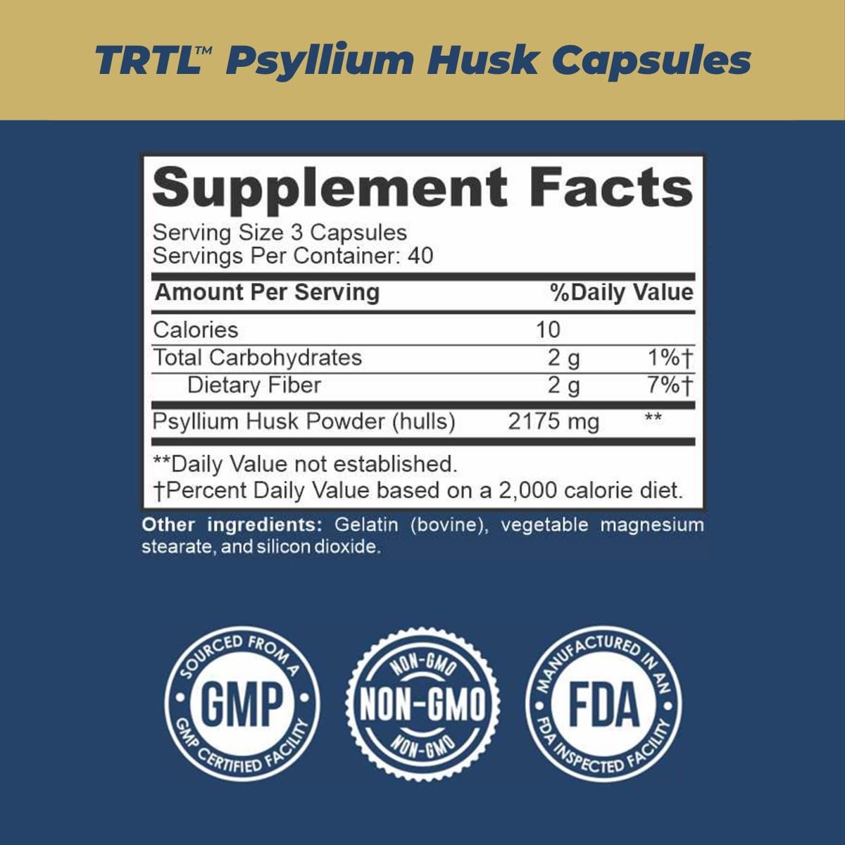 TRTL Supplements Psyllium Husk Capsule 120