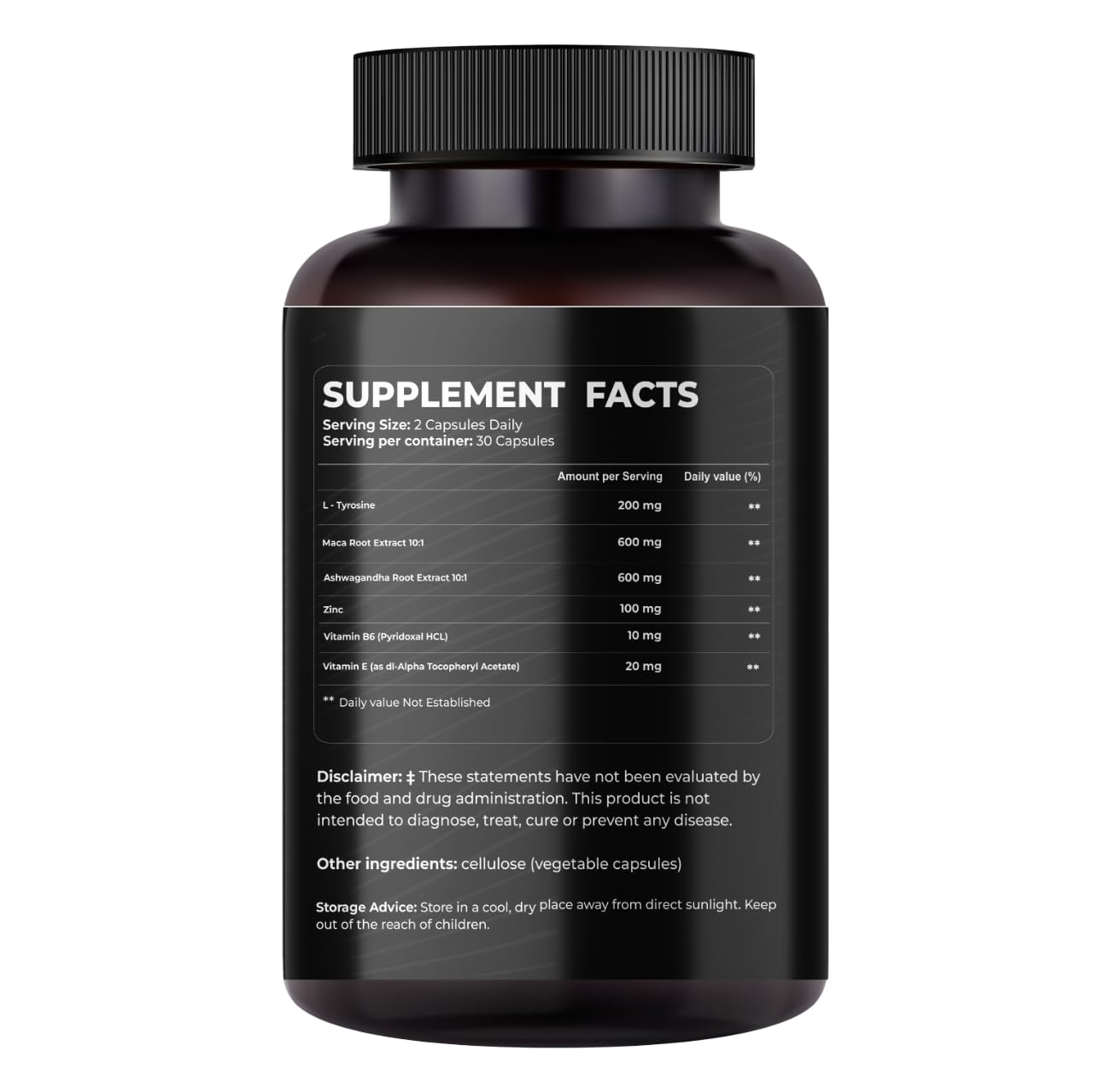 Mishas L-Tyrosine with Maca Root, Ashwagandha & Vitamins Complex, 60 Capsules