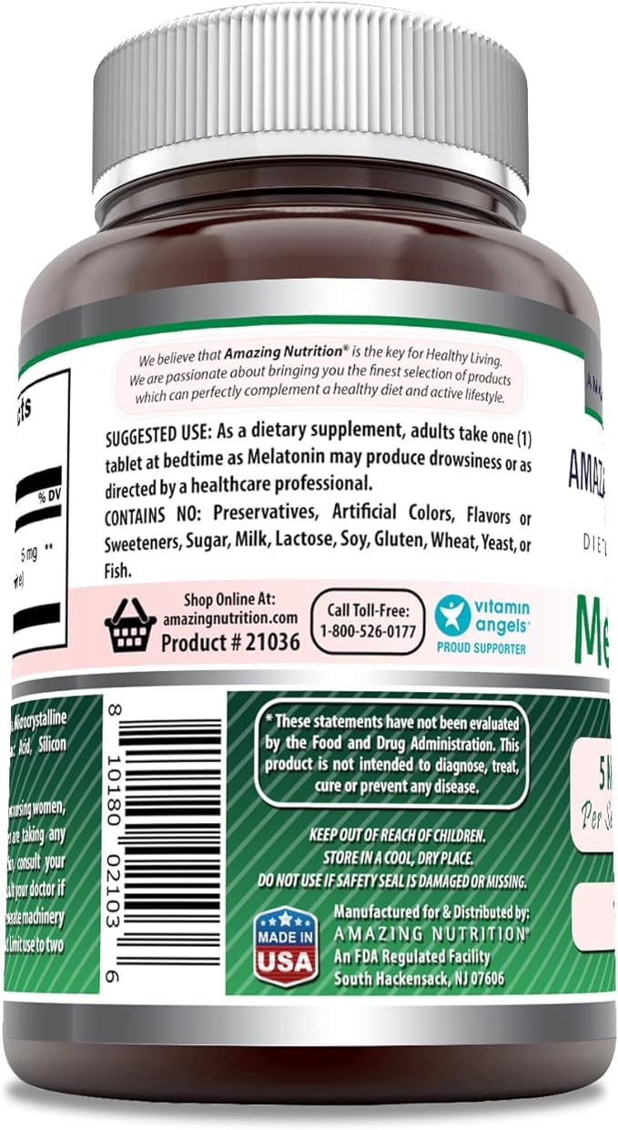 Amazing Nutrition Melatonin 5 mg Tablets, 540 Count