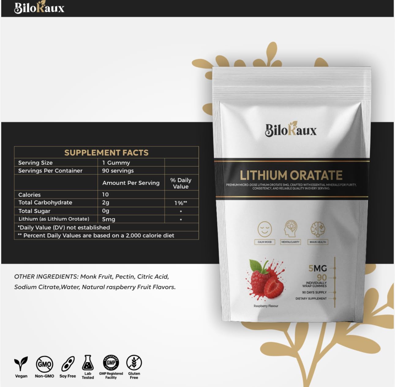 BiloRaux Lithium Orotate 5mg Gummies 90 Count