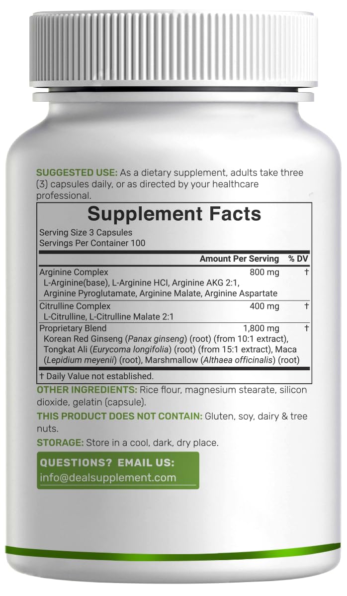 DEAL SUPPLEMENT Nitric Oxide Supplement 3,000mg Capsule, 300 Count