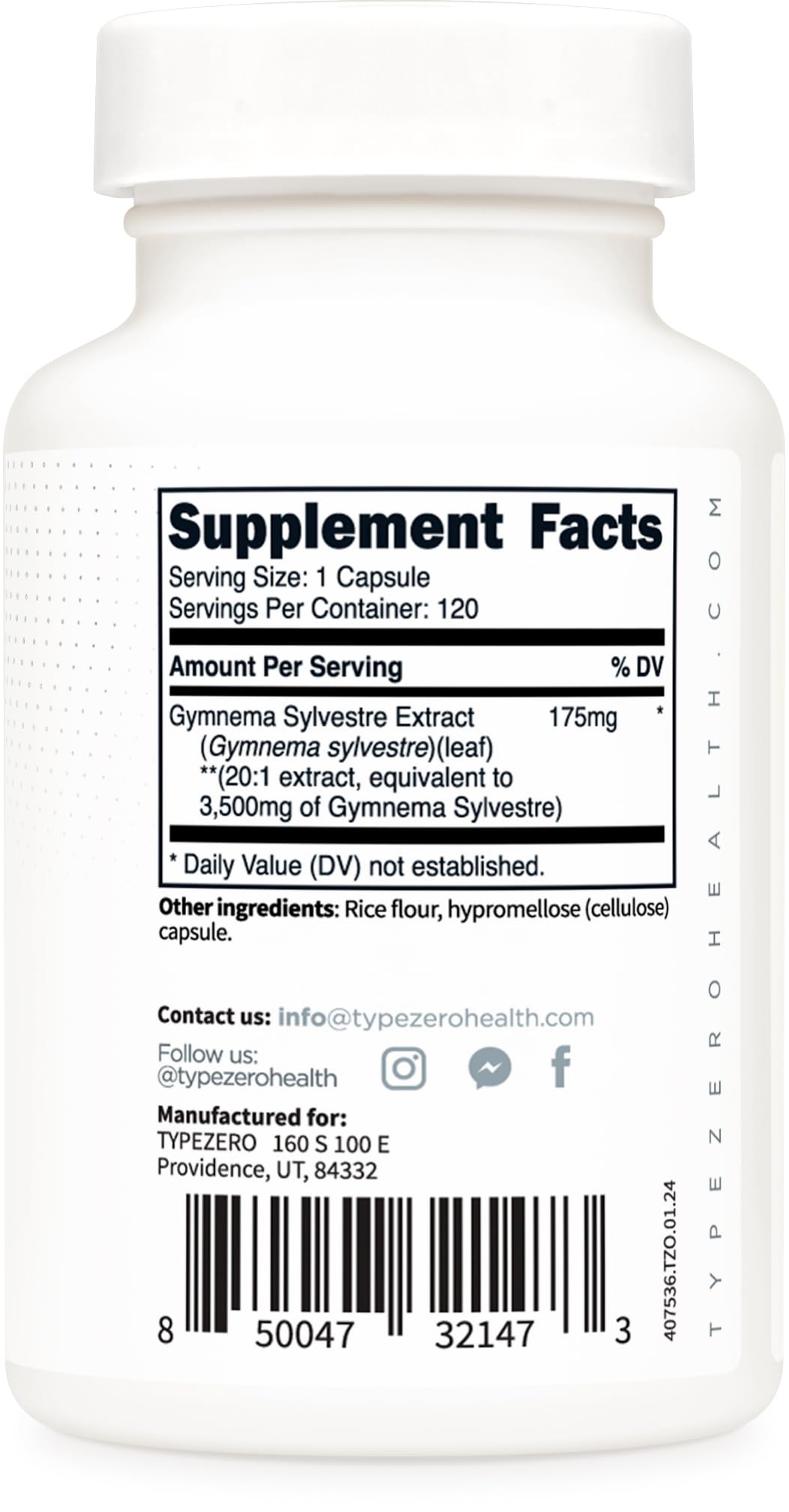Type Zero Gymnema Sylvestre Extract 120 Capsules