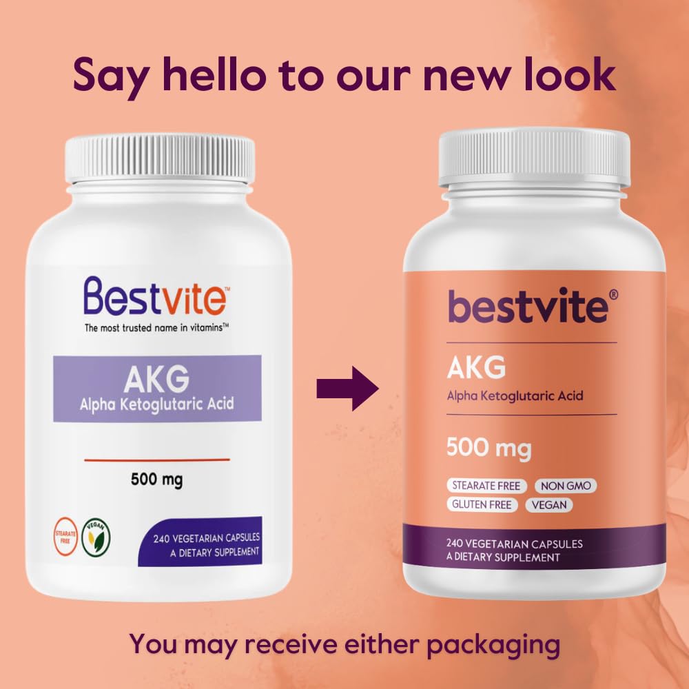BESTVITE AKG Alpha Ketoglutaric Acid 1000mg, 240 Capsules