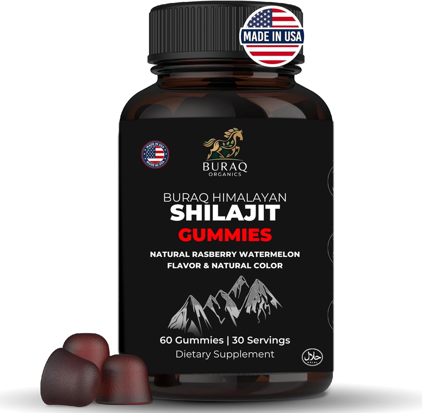 BURAQ ORGANICS Pure Himalayan Shilajit Gummies 60 Count