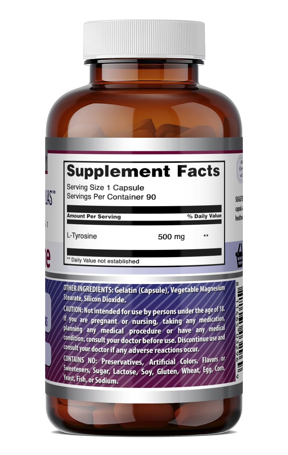 Amazing Nutrition L-Tyrosine 500 mg Capsules, 90 Count