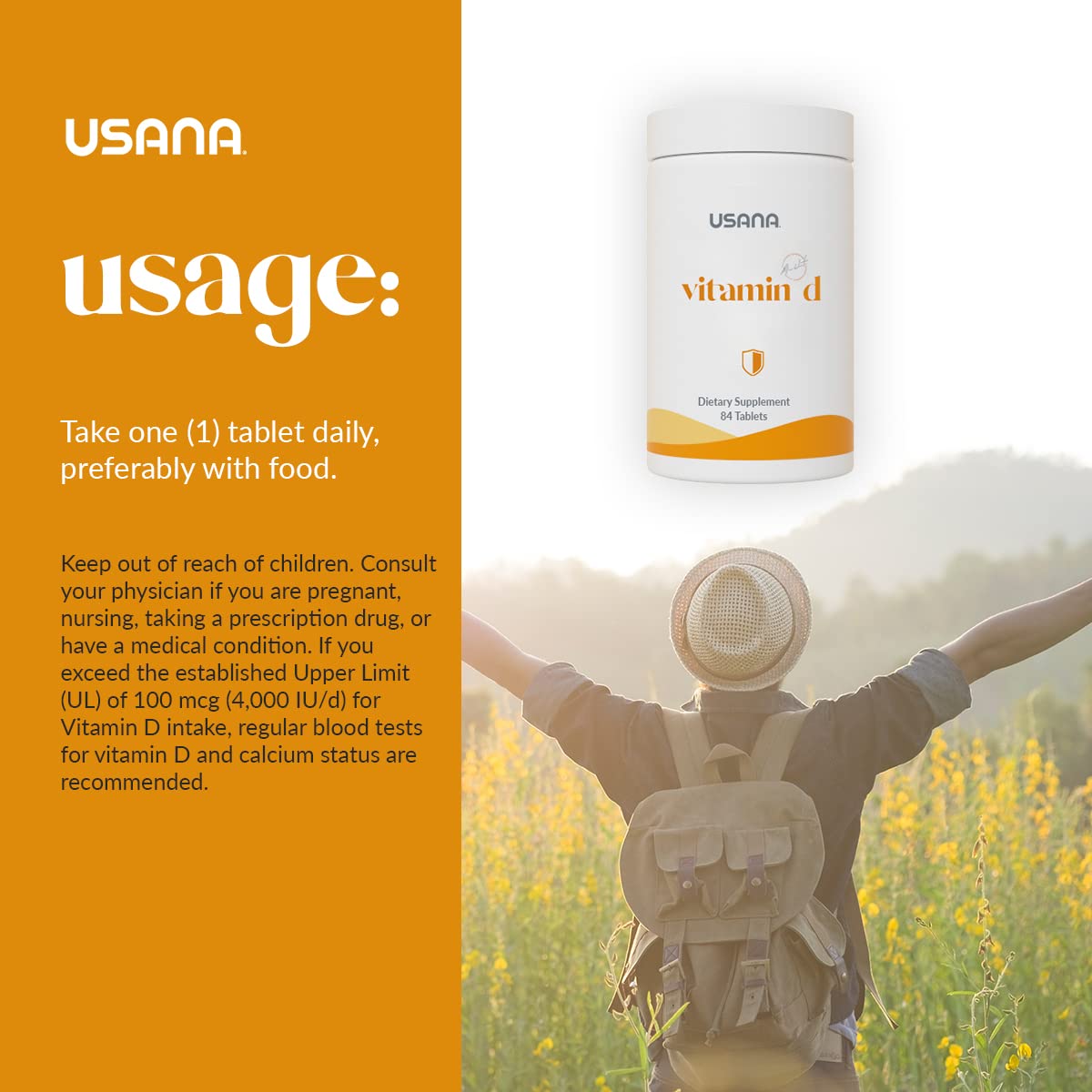 USANA Vitamin D Maximum-Strength 2,000 IU Vitamin D Supplement to Support an Already Healthy Immune System, 84 Tablets
