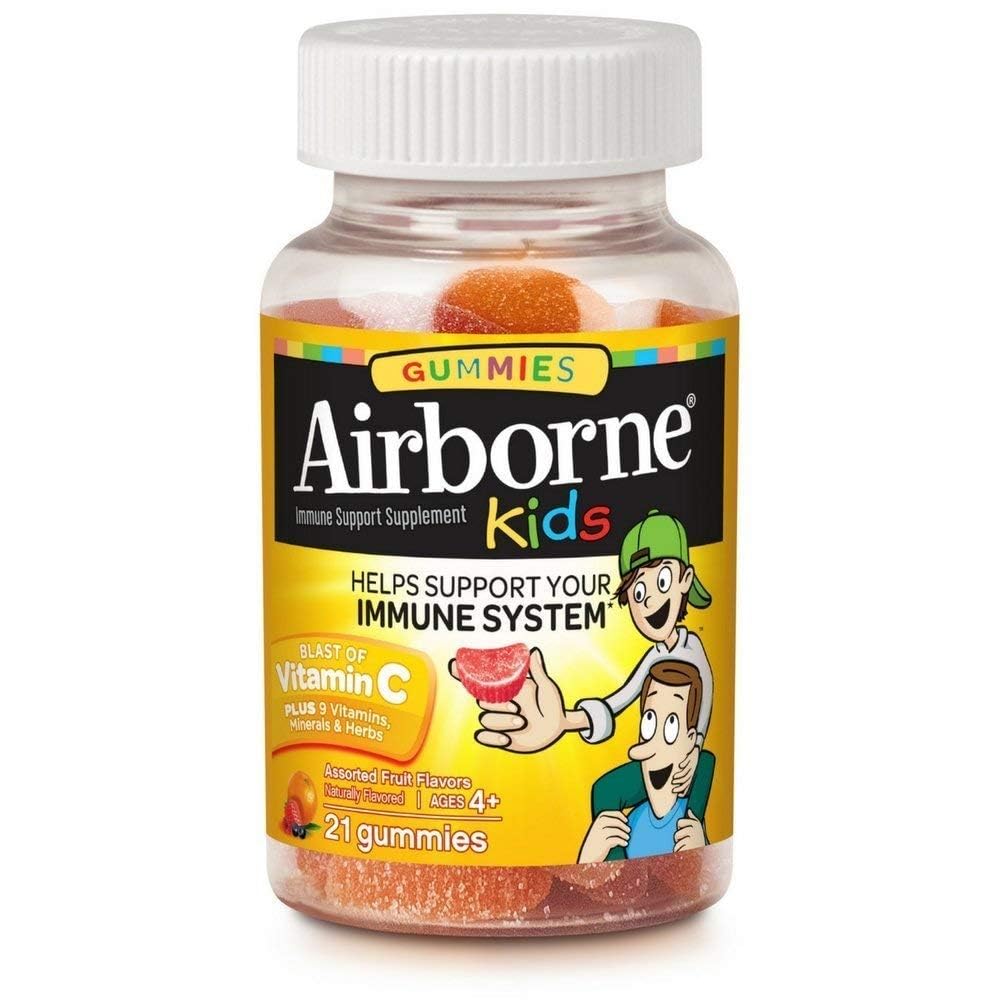 Airborne Vitamin C Immune Support Zinc Gummies for Kids, Assorted Fruit Flavor, Gluten Free, 84 Gummies