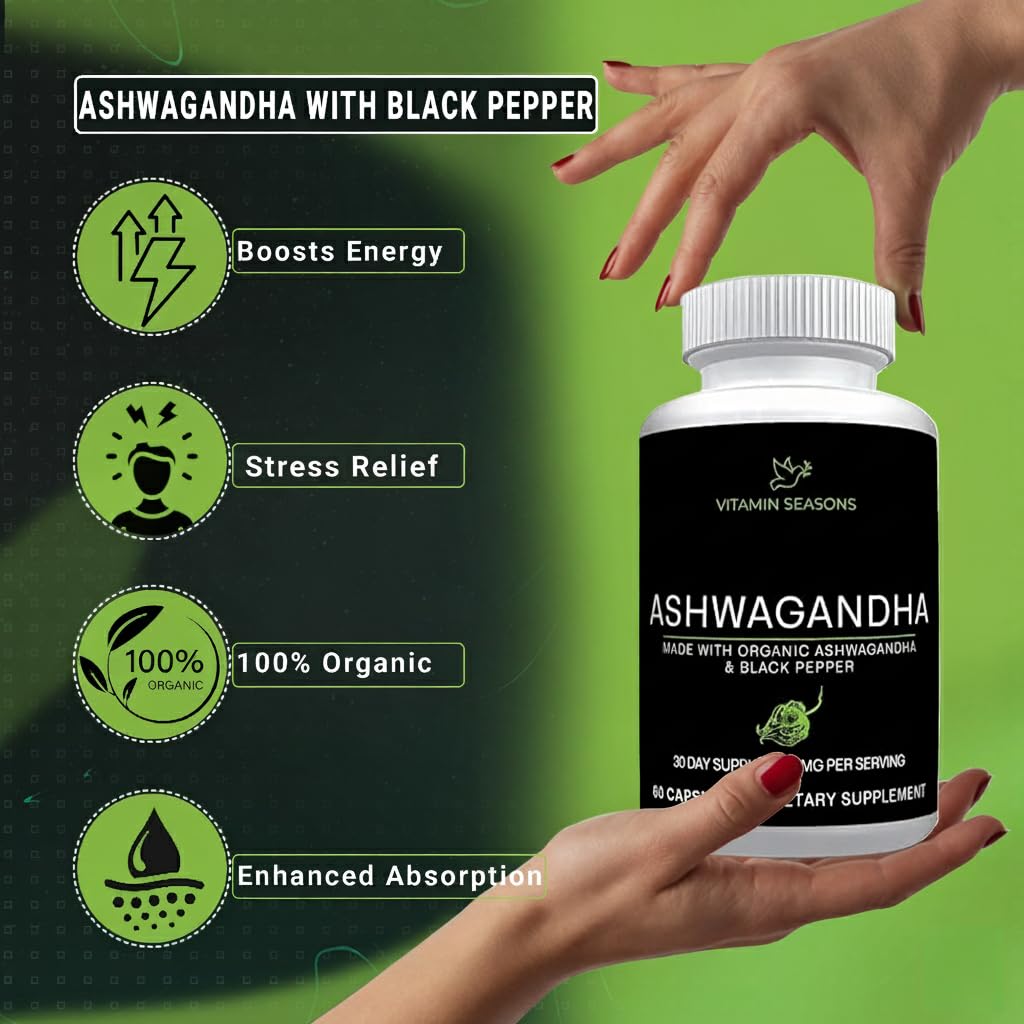 VITAMIN SEASONS Ashwagandha Capsules 60 Count