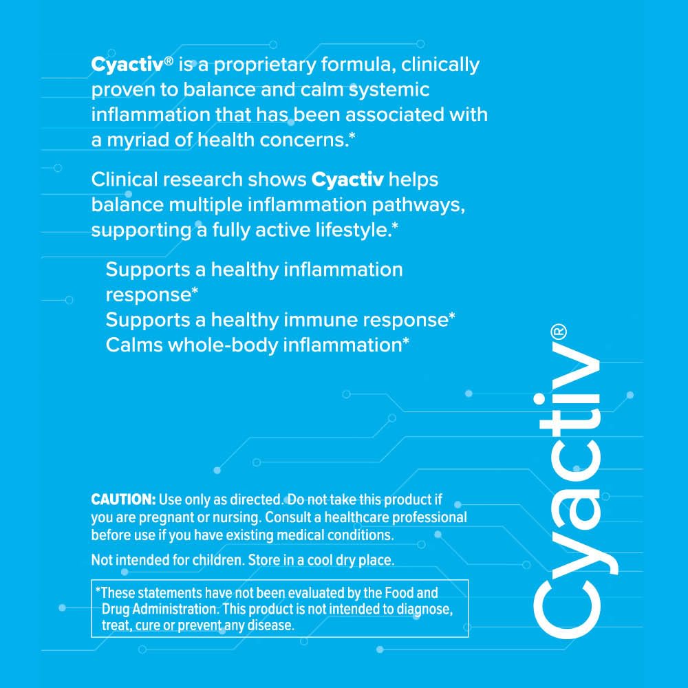 Cerule Cyactiv Natural Inflammation Supplement – Whole Body Balance and Cellular Protection Formula – Supports Stem Cell Health, Immune Function, Joint Comfort, Mobility, and Recovery, 60 Capsules