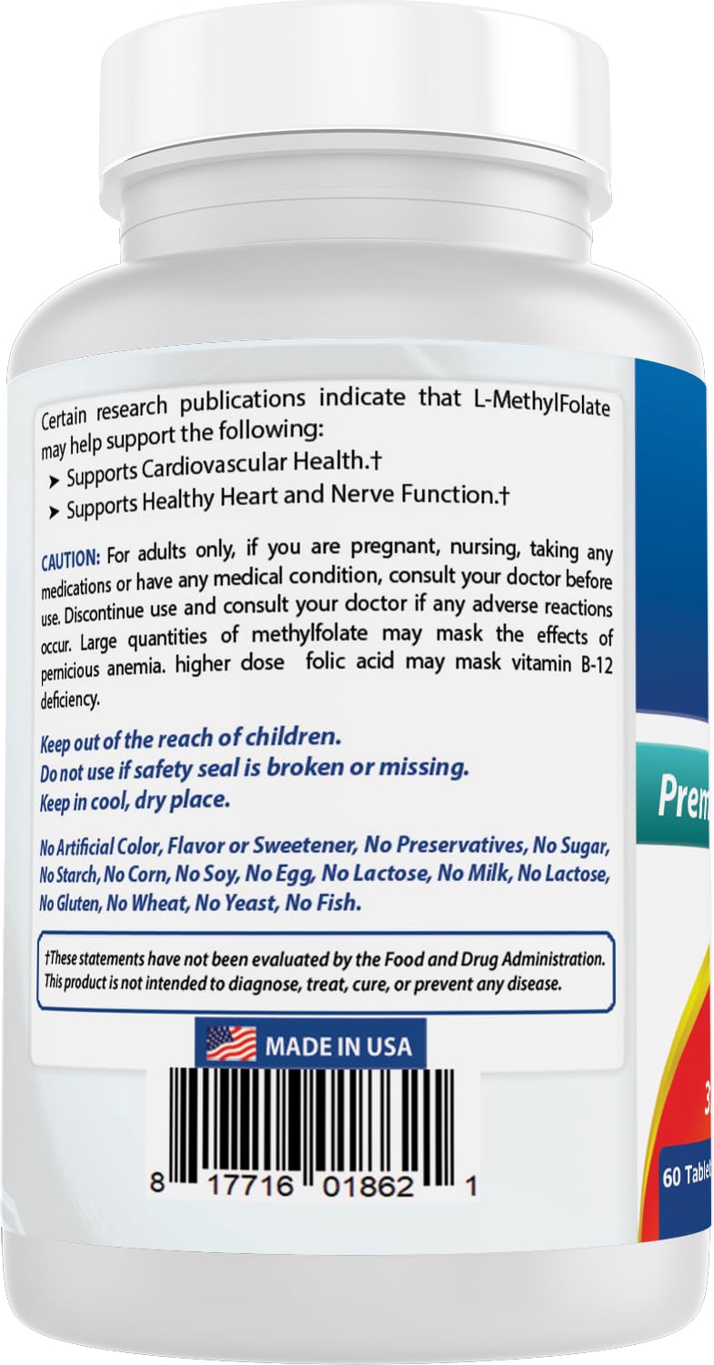 Best Naturals Methyl Folate 15000 mcg (15mg) (Most Bio-Available) Tablets, 60 Count