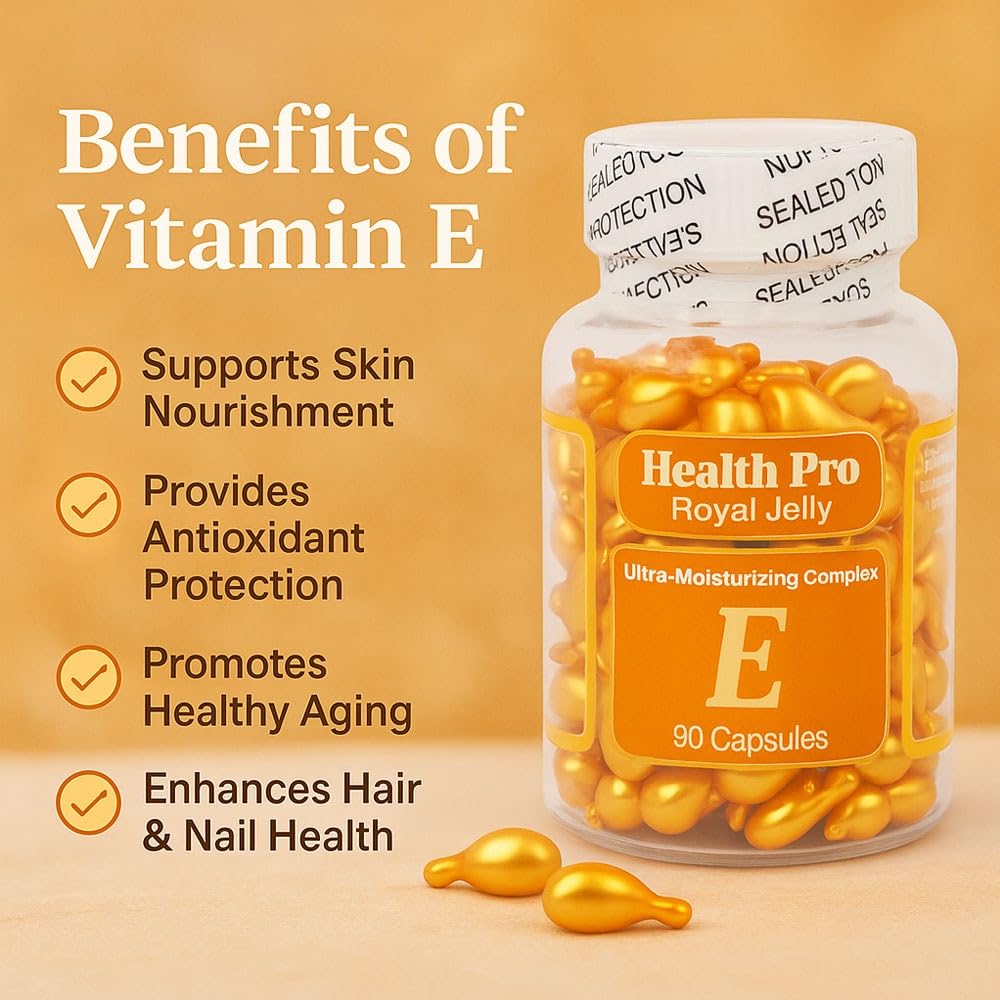 Nu-Health Vitamin E Oil Capsules for Skin with Royal Jelly, 90 Capsules