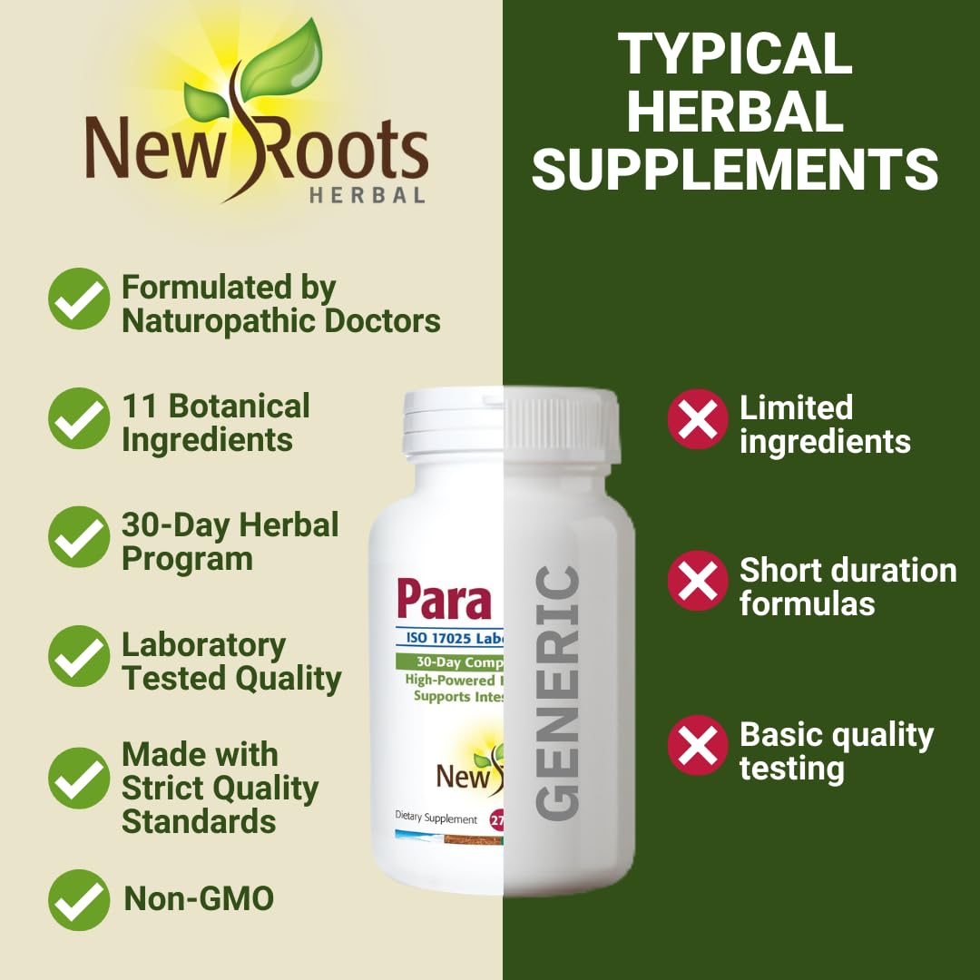 New Roots Herbal para Care 11-in-1 Herbal Formula 30-Day Gut Detox Cleanse Supplement Capsules, 270 Capsules