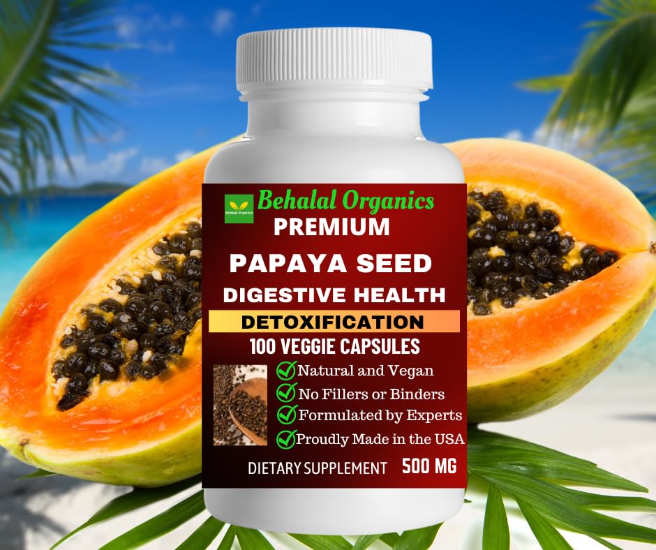 Behalal Organics Papaya Seed Capsules 500mg, 100 Capsules