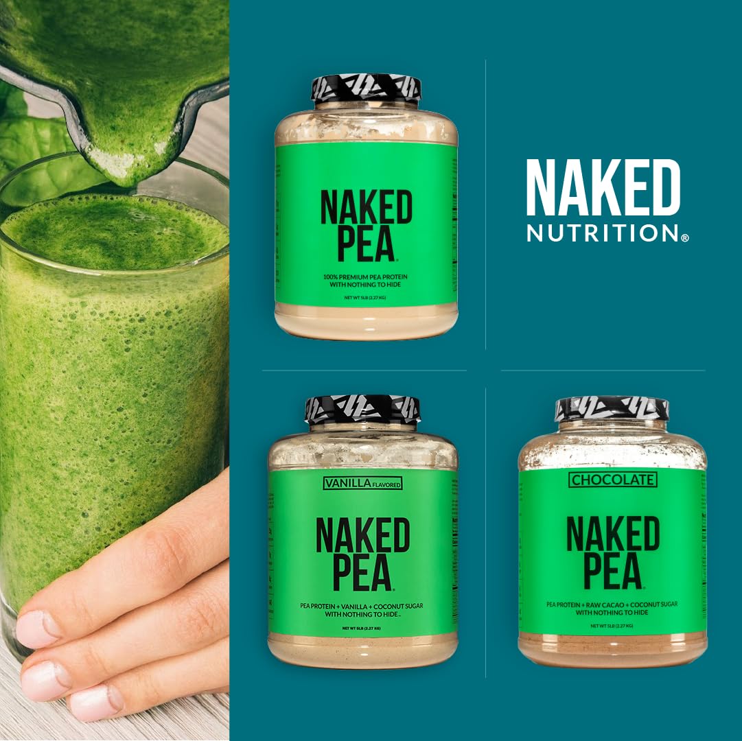 NAKED Vanilla Pea Protein Isolate Powder, 1 lb (Pack of 2), 32 Servings