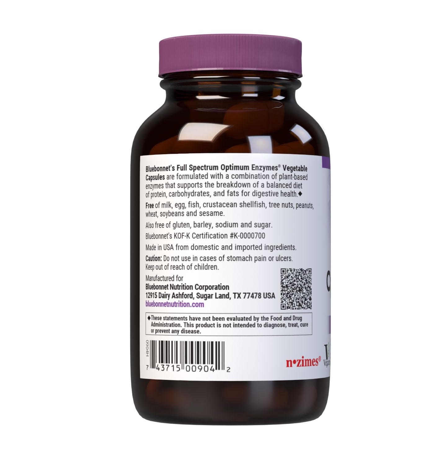 BlueBonnet Full Spectrum Optimum Enzymes Vegetarian Capsules, 90 Count