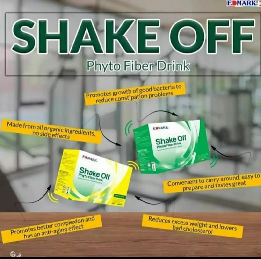 EDMARK Shake Off Phyto Fiber Pandan 20g x 12 Sachets + Splina Liquid Chlorophyll 500ml Bottle, Liquid & Powder, 33