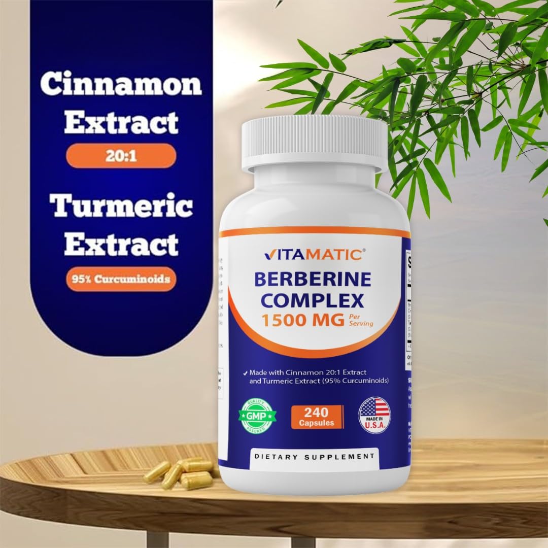 Vitamatic Berberine & Ceylon Cinnamon Plant-Based Botanical Extract 240 Capsules