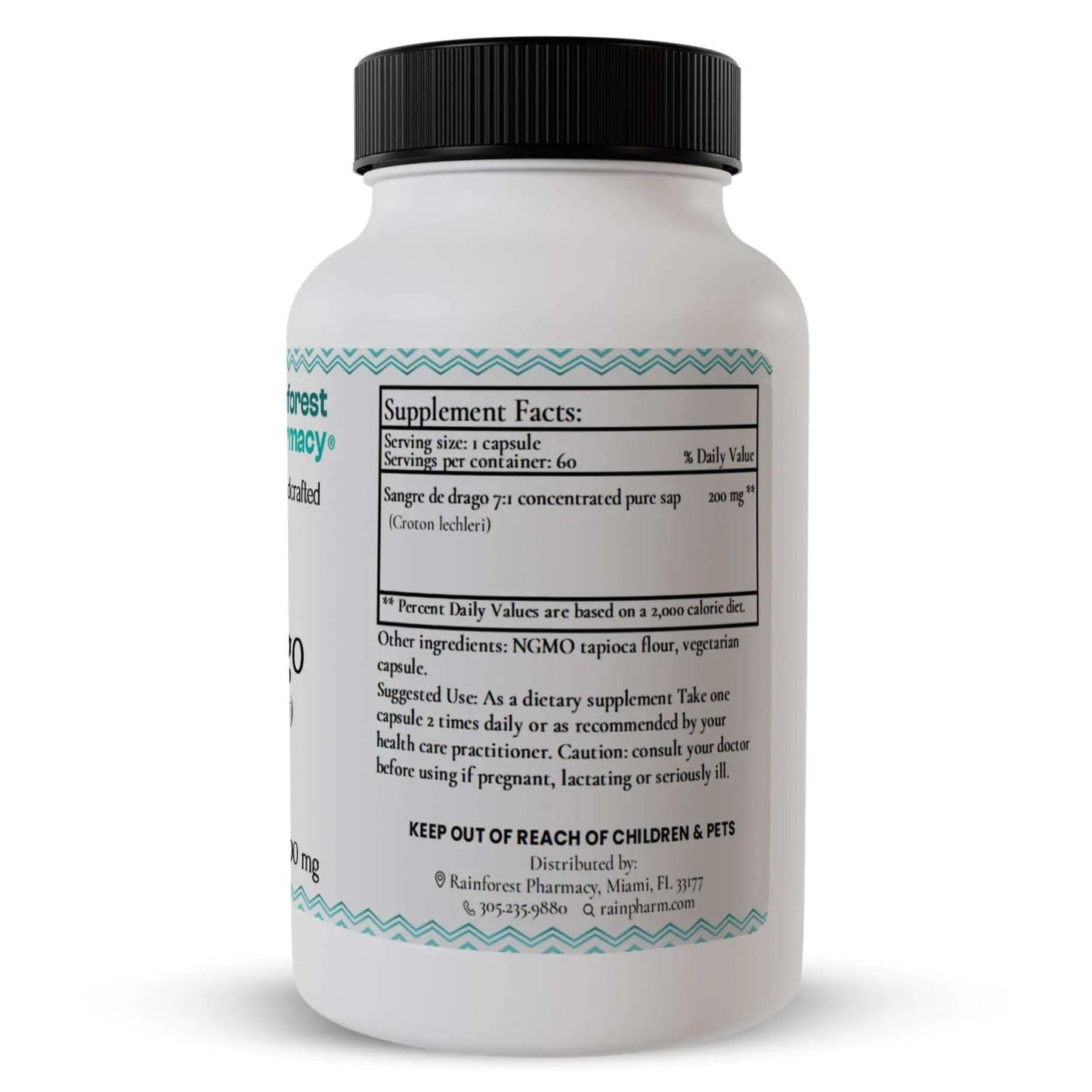 Rainforest Pharmacy Sangre de Drago Dragon's Blood 200 mg 60 Capsules