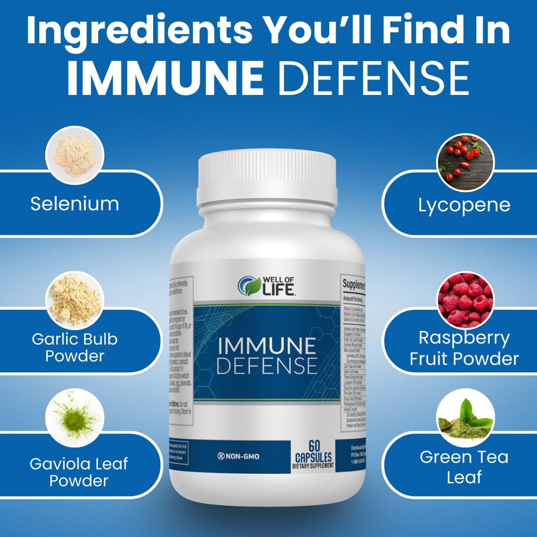 Well of Life Immune Defense 600mg Immune Support Capsule, 60 Count