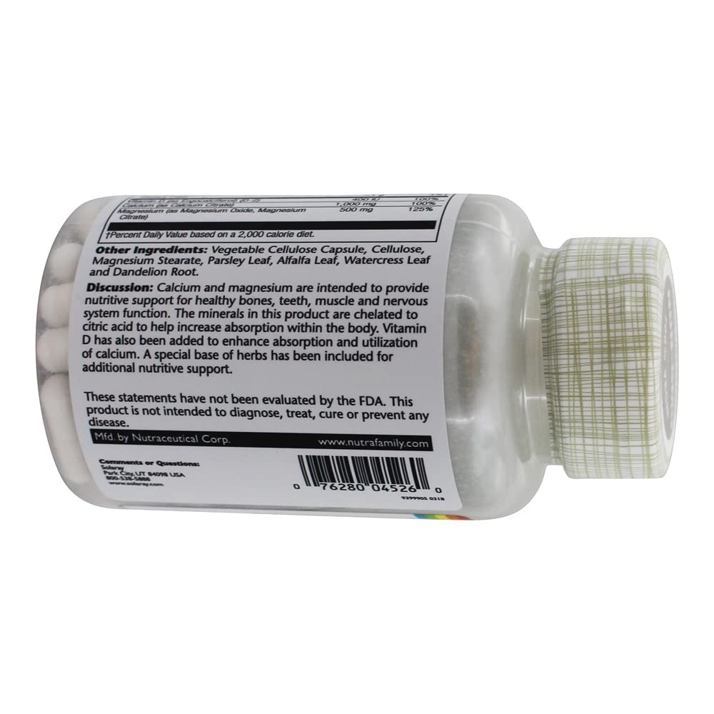 Solaray Cal-Mag Citrate w/D 90 Capsules