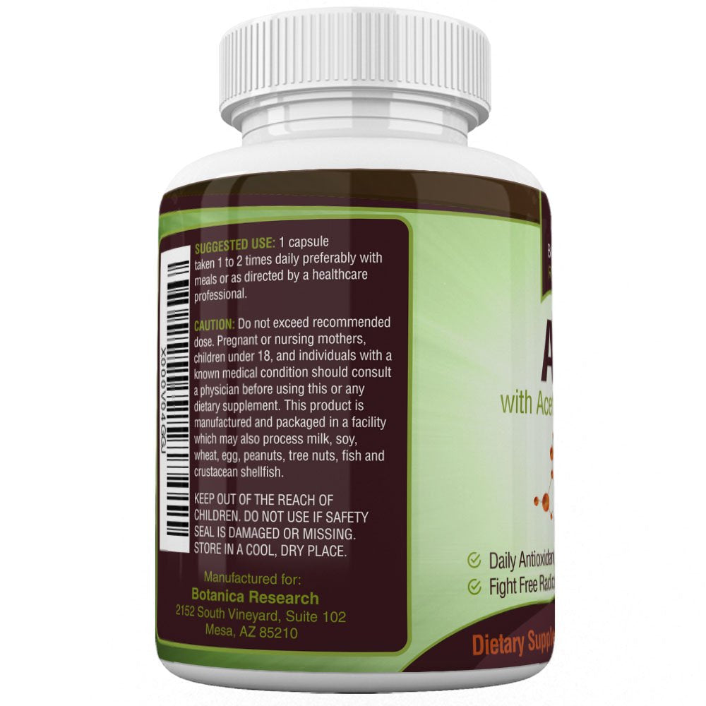 Botanica Research Alpha Lipoic Acid with Acetyl-L-Carnitine Capsules, 60 Count