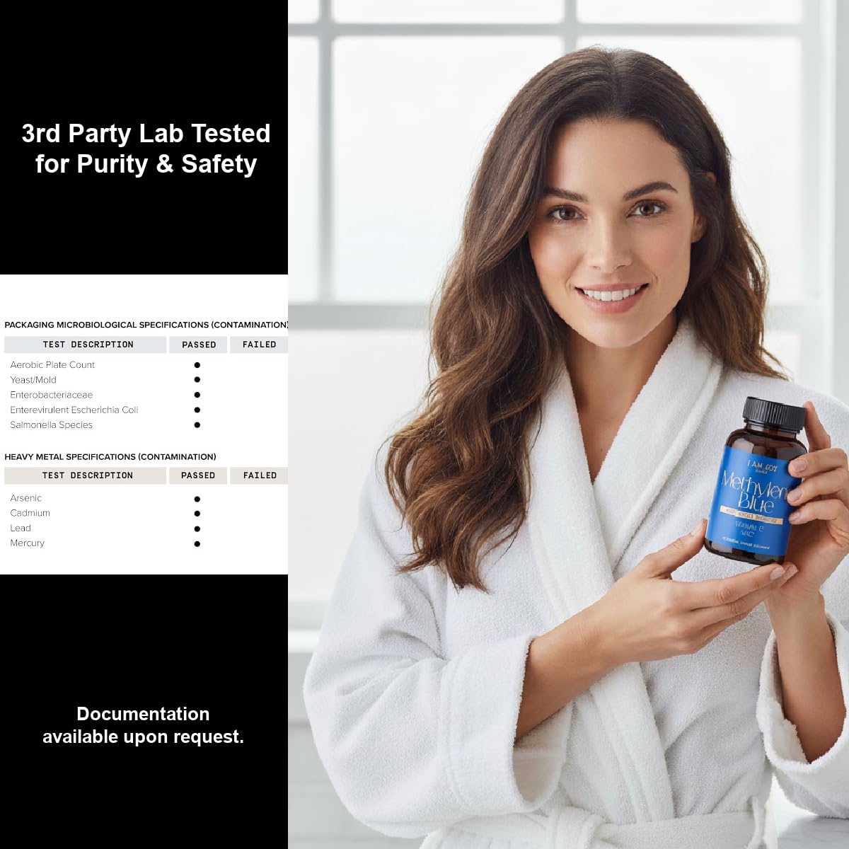 I Am Joy co. Methylene Blue Capsules (USP Pharma Grade) with NAC for Antioxidant Support, Vitamin C for Absorption, Beet Root for Blood Flow, Cognition, 60 Capsules