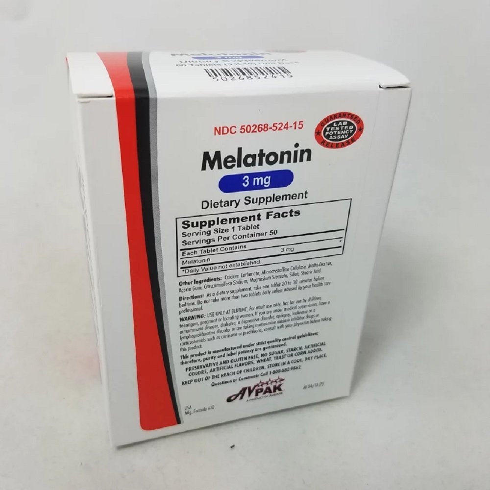 AvPak Melatonin Tablet 3mg, 50 Tablets