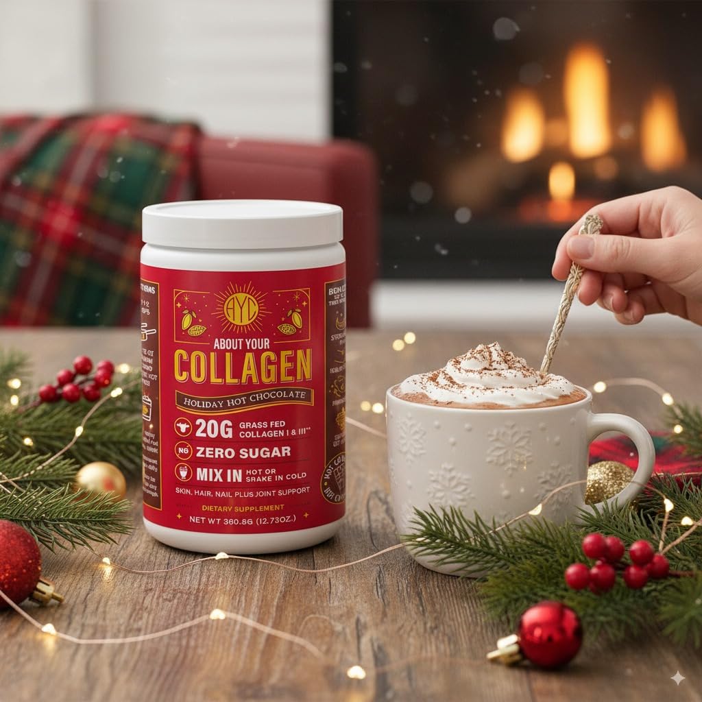 ABOUT YOUR COLLAGEN Chocolate Peptides Powder, Grass Fed Hydrolyzed Type 1&3 Collagen, Promotes Hair, Skin, Nails, Bones, Joint Health 8.92 Ounce