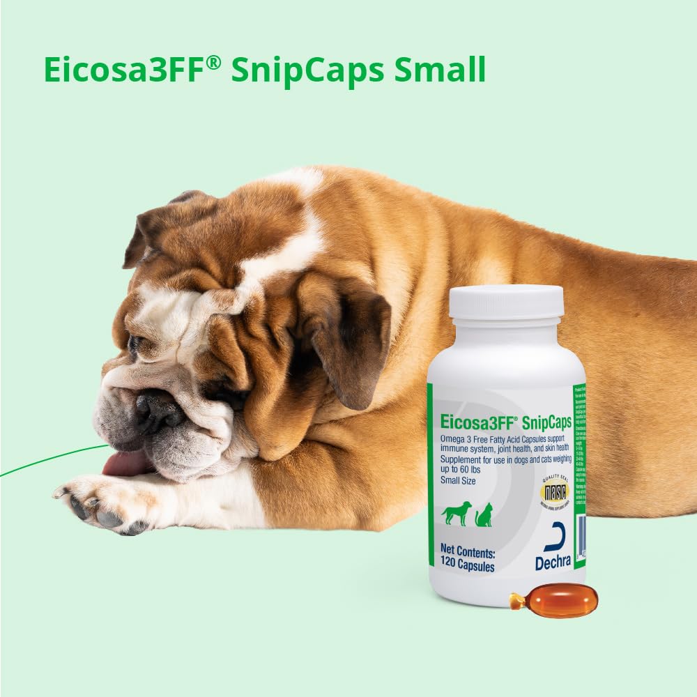 Eicosa3FF SnipCaps Omega 3 Free Fatty Acid Capsules for Dogs and Cats, Small, 120 Capsules