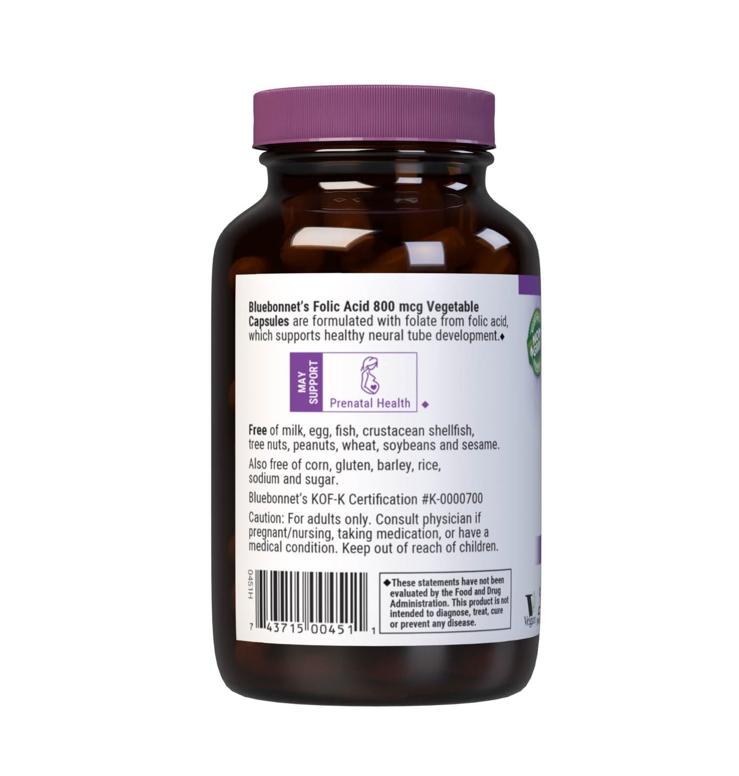 BlueBonnet Folic Acid 800mcg Capsules, 180 Count
