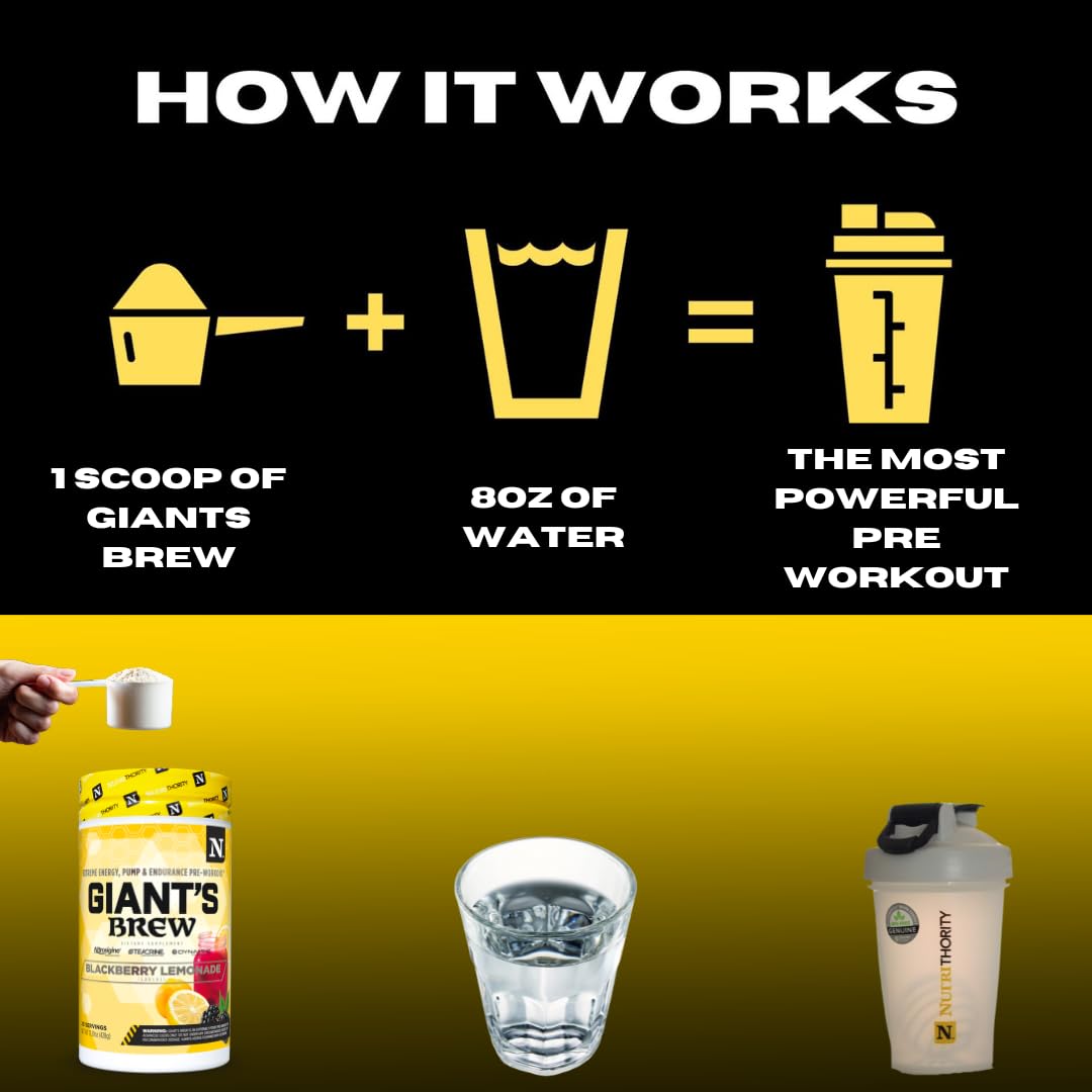 Nutrithority Giant’s Brew Advanced Pre Workout Powder BlackBerry Lemonade 19 Ounce