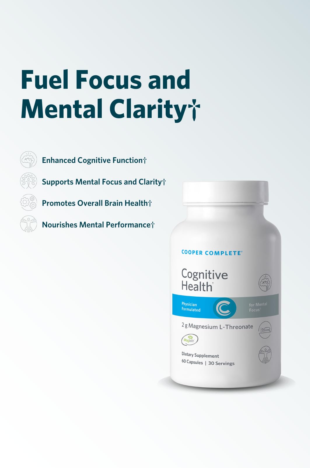 Cooper Complete Magnesium L-Threonate (Magtein) Brain Support 2g, 60 Capsules