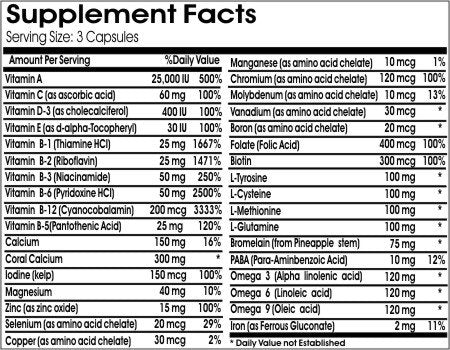 PureControl Supplements Full Spectrum Multi-VIT-Min-Amino Vitamins Minerals Amino Acids 200 Capsules